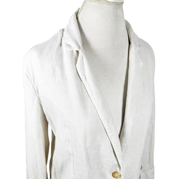 Anthropologie Velvet by Graham & Spencer Linen Blazer Ivory Women’s Size XS - Picture 8 of 10